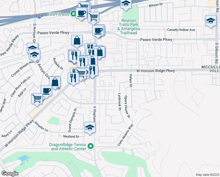 map of restaurants, bars, coffee shops, grocery stores, and more near 1374 Baja Grande Avenue in Henderson