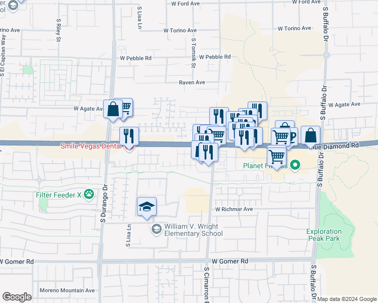 map of restaurants, bars, coffee shops, grocery stores, and more near 9263 Moonlight Nest Lane in Las Vegas