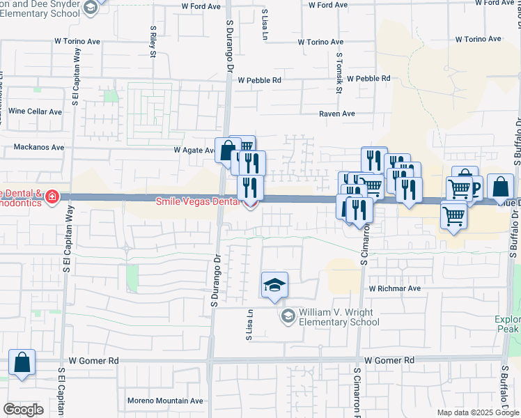 map of restaurants, bars, coffee shops, grocery stores, and more near 8490 Classique Avenue in Las Vegas