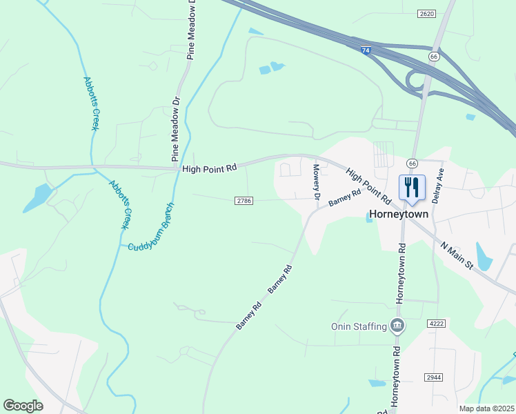 map of restaurants, bars, coffee shops, grocery stores, and more near 5152 Hillwood Drive in Kernersville