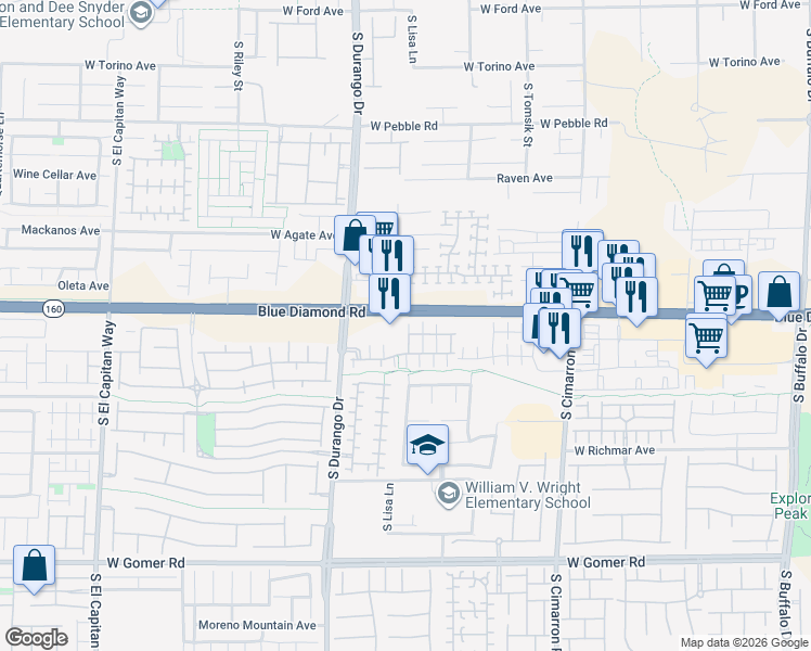 map of restaurants, bars, coffee shops, grocery stores, and more near 8490 Classique Avenue in Las Vegas