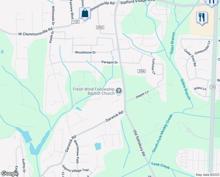 map of restaurants, bars, coffee shops, grocery stores, and more near 1725 Swing Drive in Winston-Salem