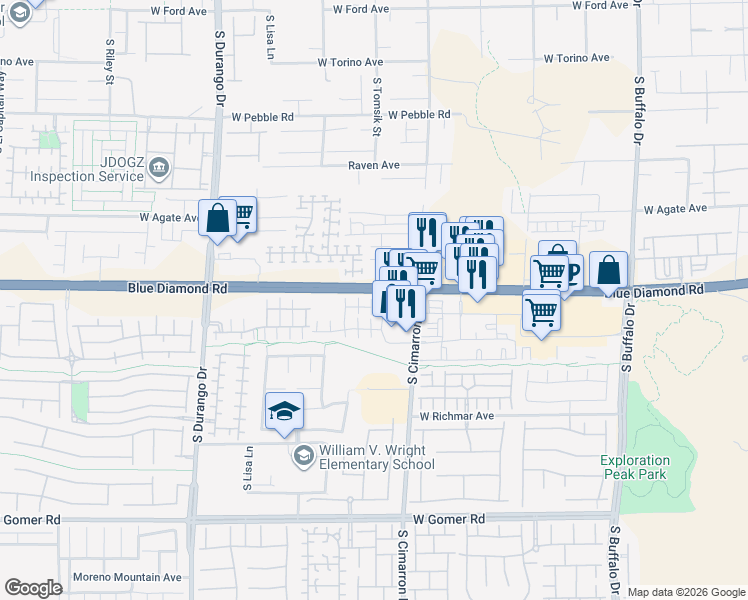 map of restaurants, bars, coffee shops, grocery stores, and more near 9282 Moonlight Nest Lane in Las Vegas