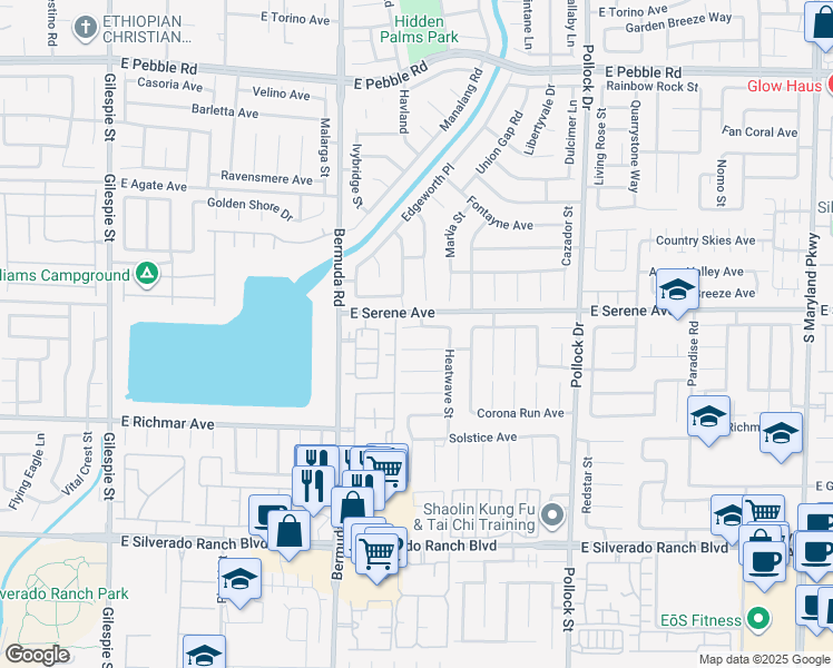 map of restaurants, bars, coffee shops, grocery stores, and more near 530 Artrea Place in Las Vegas