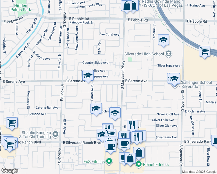 map of restaurants, bars, coffee shops, grocery stores, and more near 9338 Coral Berry Street in Las Vegas