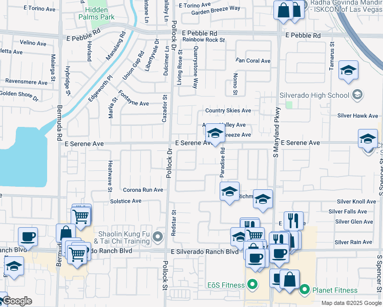 map of restaurants, bars, coffee shops, grocery stores, and more near 881 Brunellos Avenue in Las Vegas
