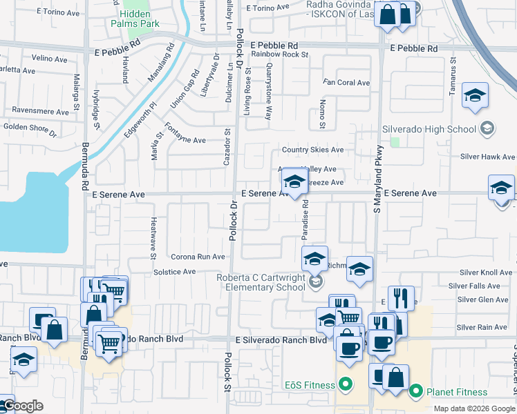map of restaurants, bars, coffee shops, grocery stores, and more near 861 Brunellos Avenue in Las Vegas