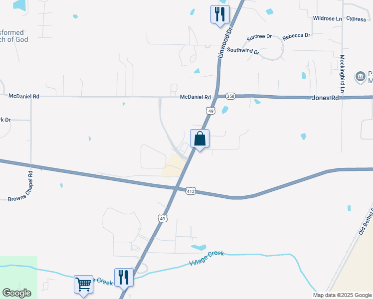 map of restaurants, bars, coffee shops, grocery stores, and more near 3400 Linwood Drive in Paragould