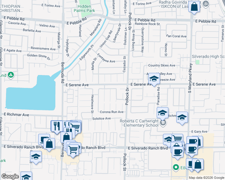 map of restaurants, bars, coffee shops, grocery stores, and more near 9354 Spellman Court in Las Vegas