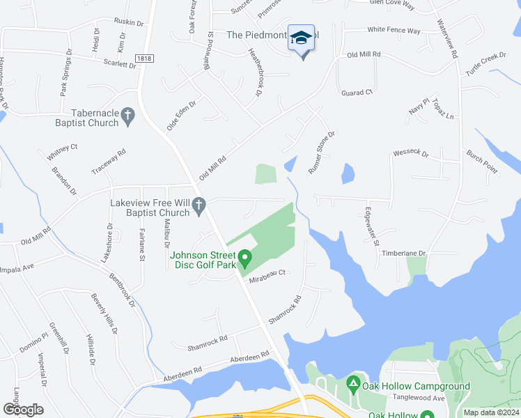 map of restaurants, bars, coffee shops, grocery stores, and more near 3868 Tanyard Mill Court in High Point