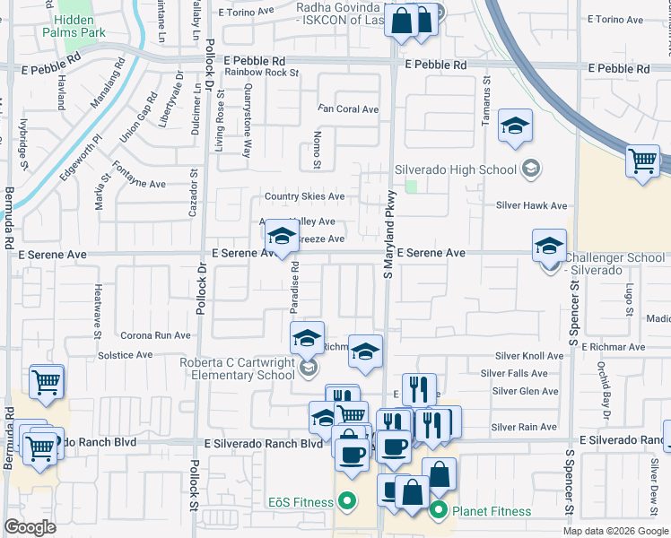 map of restaurants, bars, coffee shops, grocery stores, and more near 9331 Coral Berry Street in Las Vegas