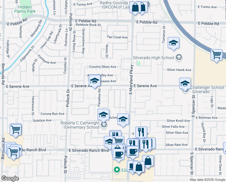 map of restaurants, bars, coffee shops, grocery stores, and more near 9331 Coral Berry Street in Las Vegas