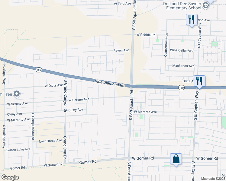 map of restaurants, bars, coffee shops, grocery stores, and more near 9237 South Chieftain Street in Las Vegas