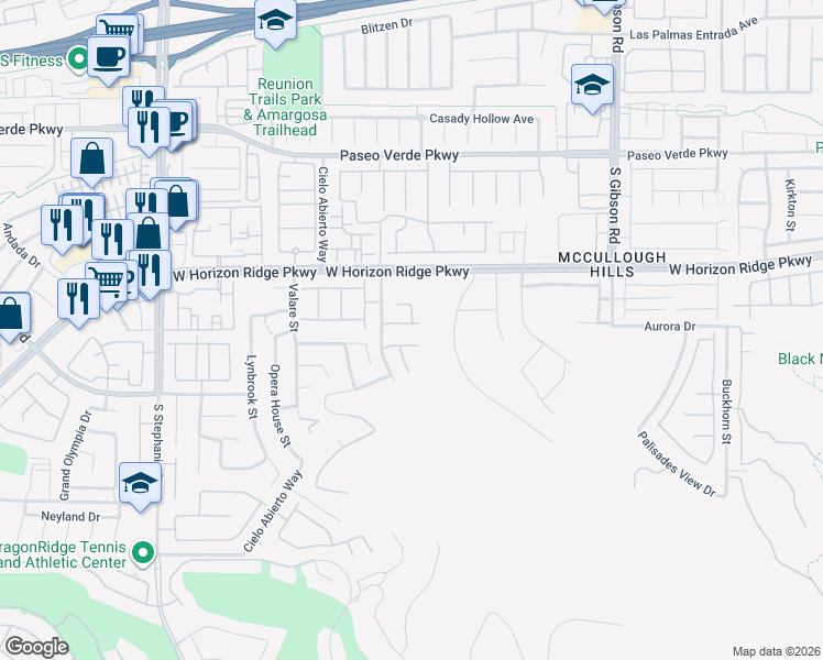 map of restaurants, bars, coffee shops, grocery stores, and more near 1169 Calle De Luz in Henderson