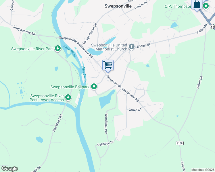 map of restaurants, bars, coffee shops, grocery stores, and more near 1046 Bob Vaughn Road in Graham