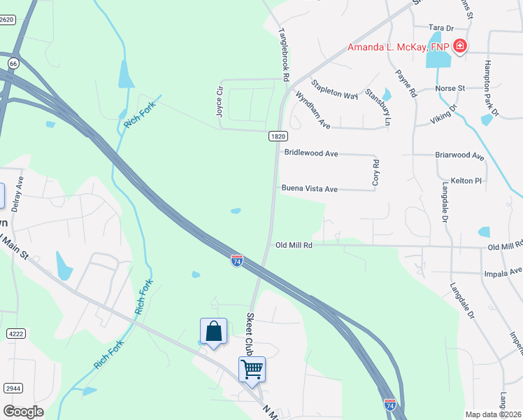 map of restaurants, bars, coffee shops, grocery stores, and more near 309 Skeet Club Road in High Point
