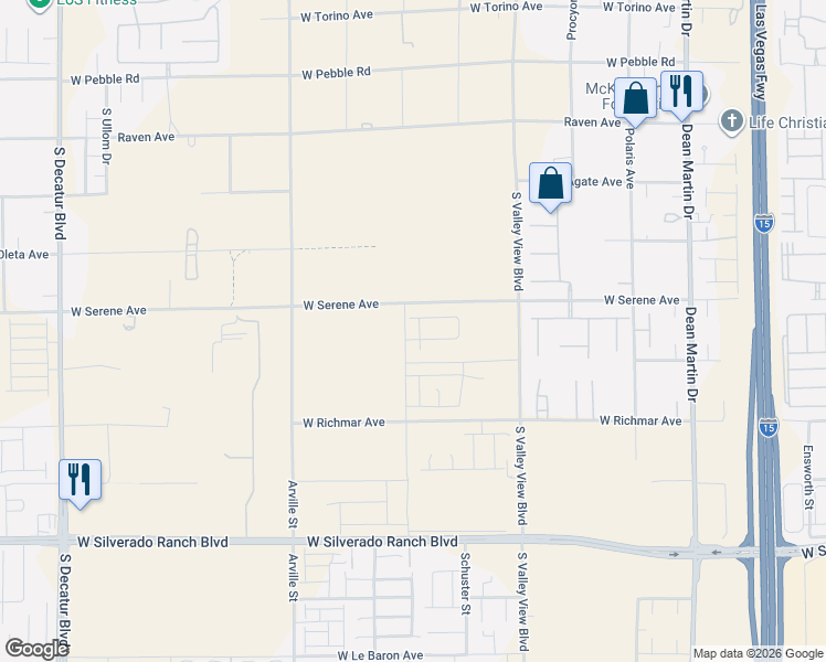 map of restaurants, bars, coffee shops, grocery stores, and more near 9347 Paddle Plant Street in Las Vegas