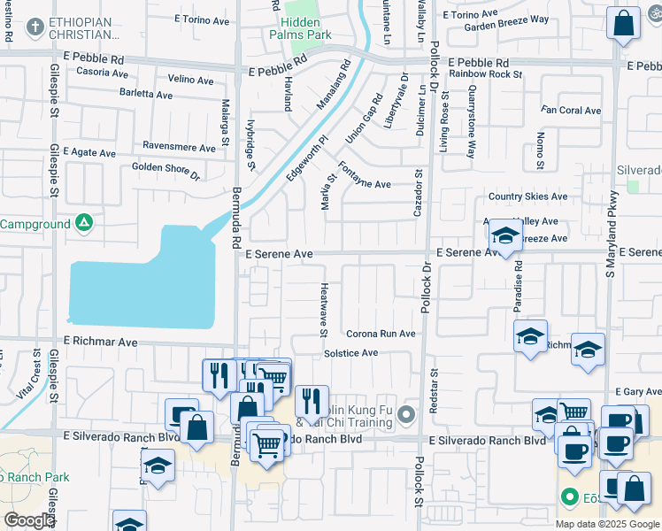 map of restaurants, bars, coffee shops, grocery stores, and more near 610 Artrea Place in Las Vegas