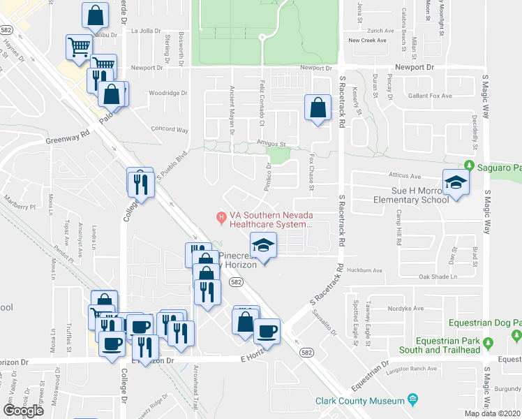 map of restaurants, bars, coffee shops, grocery stores, and more near 632 Pimlico Drive in Henderson