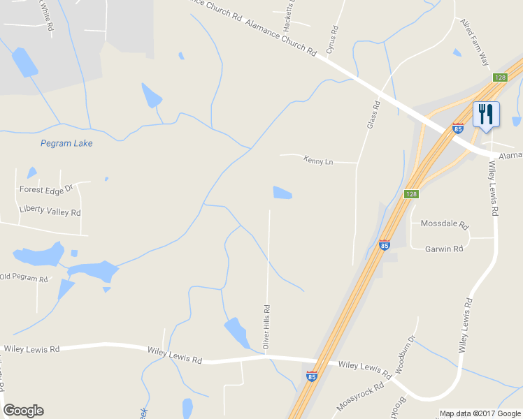 map of restaurants, bars, coffee shops, grocery stores, and more near 3304 Oliver Hills Road in Greensboro