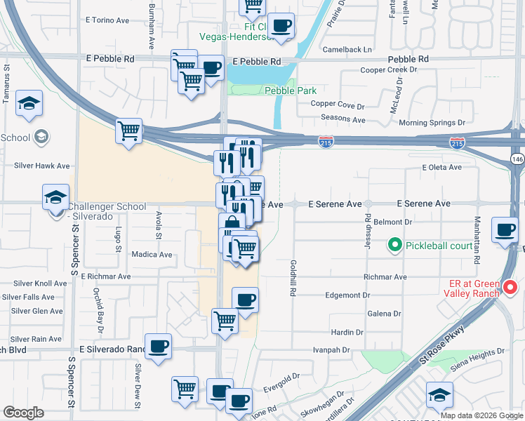 map of restaurants, bars, coffee shops, grocery stores, and more near 3019 Belmont Drive in Henderson