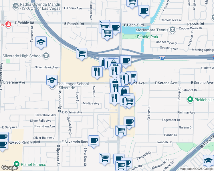 map of restaurants, bars, coffee shops, grocery stores, and more near 2226 Lipari Court in Las Vegas