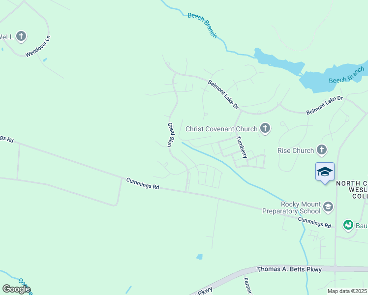 map of restaurants, bars, coffee shops, grocery stores, and more near 401 Lothian in Rocky Mount