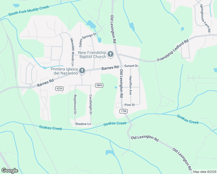 map of restaurants, bars, coffee shops, grocery stores, and more near 562 Croydon Lane in Winston-Salem