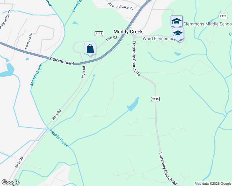 map of restaurants, bars, coffee shops, grocery stores, and more near 3650 Fraternity Church Road in Winston-Salem
