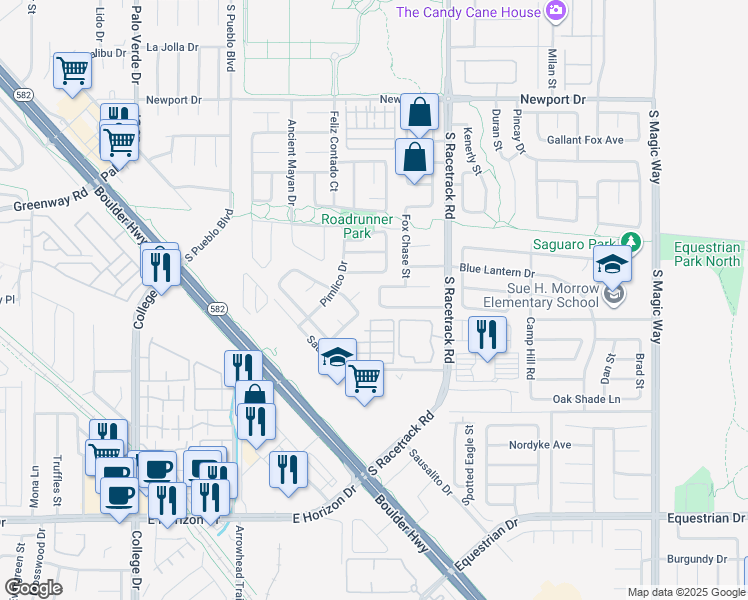 map of restaurants, bars, coffee shops, grocery stores, and more near 631 Fox Haven Street in Henderson