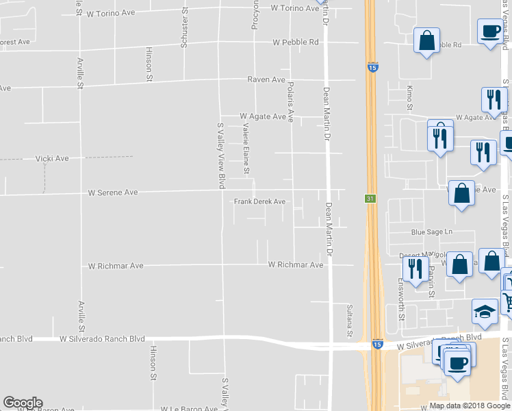 map of restaurants, bars, coffee shops, grocery stores, and more near 3625 Frank Derek Avenue in Las Vegas