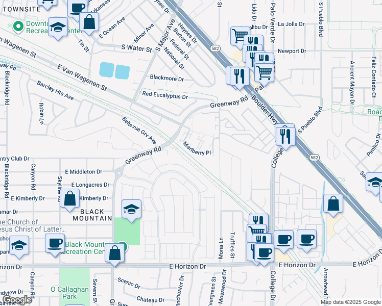 map of restaurants, bars, coffee shops, grocery stores, and more near 639 Marlberry Place in Henderson