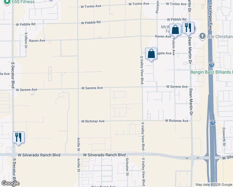 map of restaurants, bars, coffee shops, grocery stores, and more near 4039 Zebra Cactus Avenue in Las Vegas