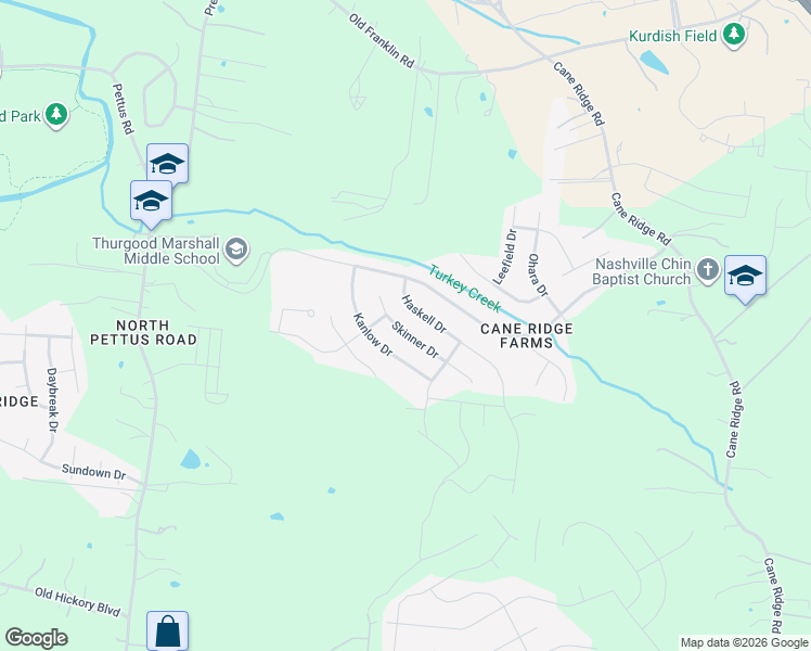 map of restaurants, bars, coffee shops, grocery stores, and more near 3129 Skinner Drive in Nashville