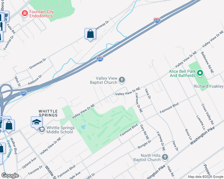map of restaurants, bars, coffee shops, grocery stores, and more near 3633 Starview Way in Knoxville
