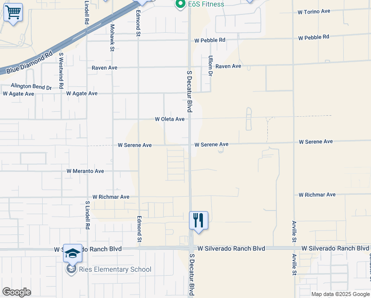 map of restaurants, bars, coffee shops, grocery stores, and more near 2 Maleena Mesa Street in Henderson