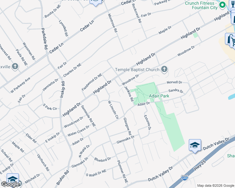 map of restaurants, bars, coffee shops, grocery stores, and more near 4842 Poplar Crest Way in Knoxville