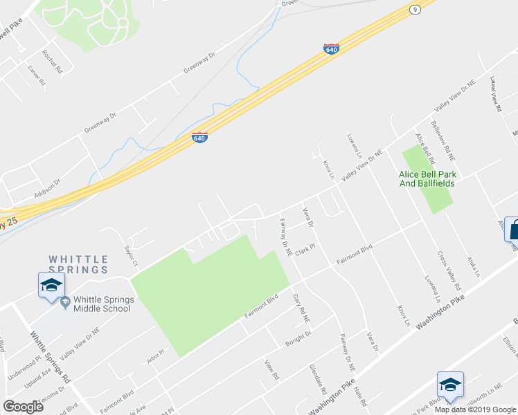 map of restaurants, bars, coffee shops, grocery stores, and more near 3534 Old Valley View Road in Knoxville