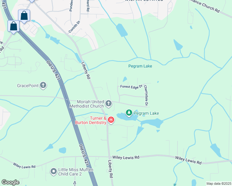 map of restaurants, bars, coffee shops, grocery stores, and more near 3206 Spring Mill Road in Greensboro
