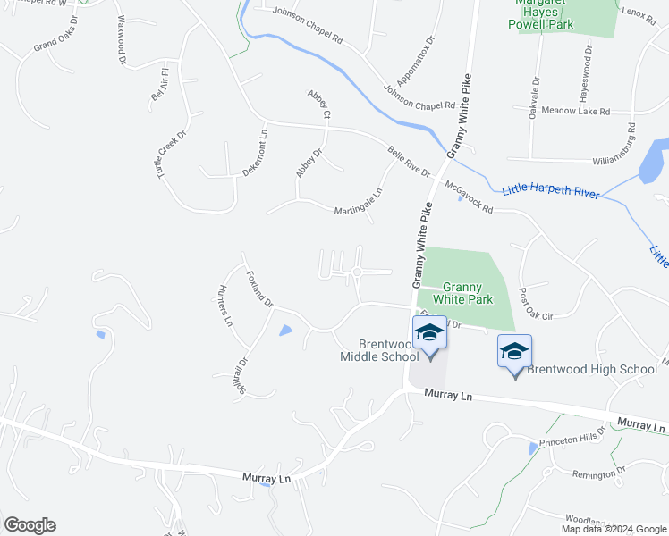 map of restaurants, bars, coffee shops, grocery stores, and more near 201 Foxborough Square West in Brentwood