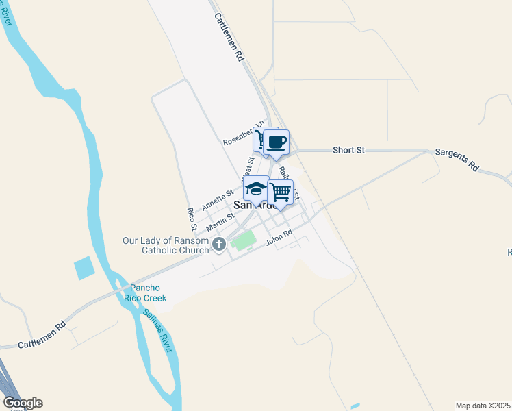 map of restaurants, bars, coffee shops, grocery stores, and more near in San Ardo