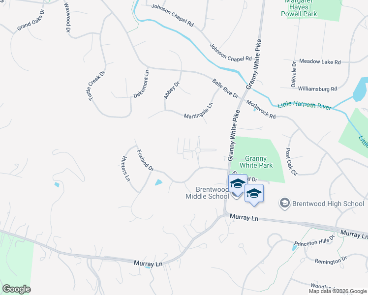 map of restaurants, bars, coffee shops, grocery stores, and more near 202 Foxborough Square West in Brentwood