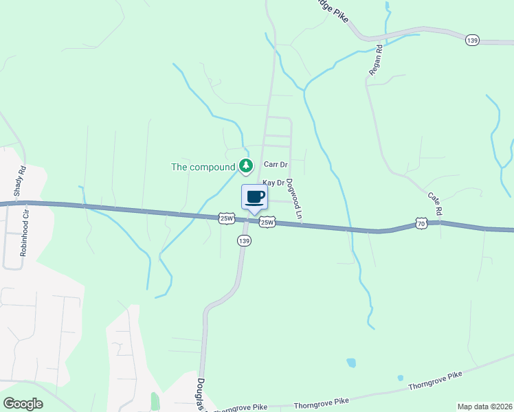 map of restaurants, bars, coffee shops, grocery stores, and more near 4715 Douglas Dam Road in Strawberry Plains