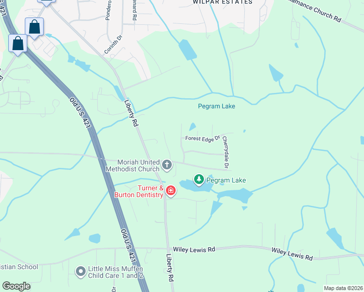 map of restaurants, bars, coffee shops, grocery stores, and more near 3200 Spring Mill Road in Greensboro