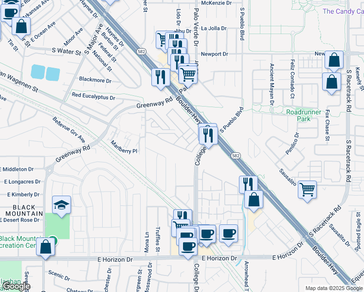 map of restaurants, bars, coffee shops, grocery stores, and more near 901 S Boulder Hwy in Henderson