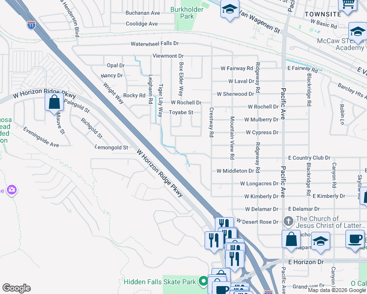 map of restaurants, bars, coffee shops, grocery stores, and more near 337 West Chesapeake Way in Henderson
