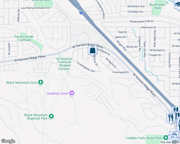 map of restaurants, bars, coffee shops, grocery stores, and more near 380 Eveningside Avenue in Henderson