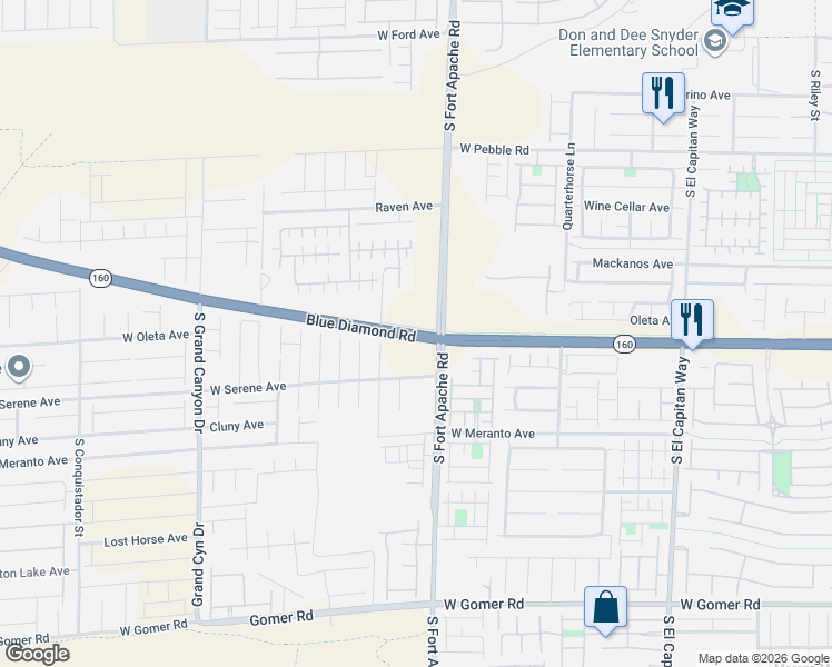 map of restaurants, bars, coffee shops, grocery stores, and more near Blue Diamond Road in Las Vegas