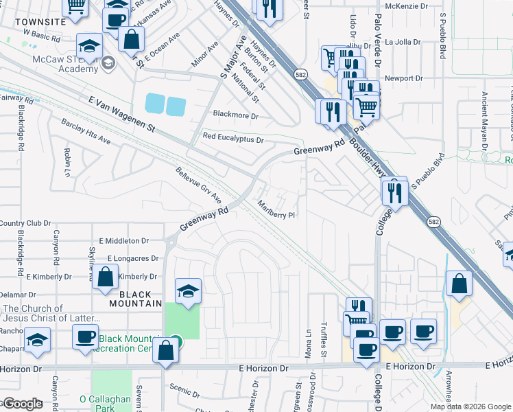 map of restaurants, bars, coffee shops, grocery stores, and more near 481 Painted Sage Court in Henderson