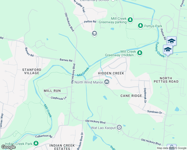 map of restaurants, bars, coffee shops, grocery stores, and more near 3051 Hidden Creek Drive in Nashville